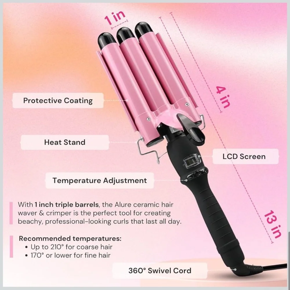 Three Barrel Curling Iron Wand Hair Waver - Picture 6 of 9